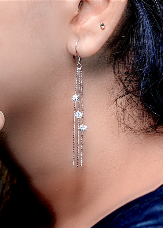 Trinity Threads – 925 Silver Triple Strand Sui Dhaga Earrings