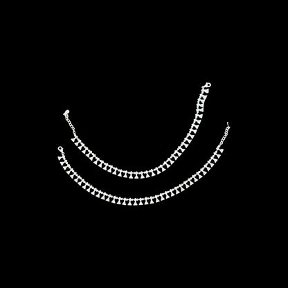 Twinkle Triangular Solitaire charms 925 Silver Anklet