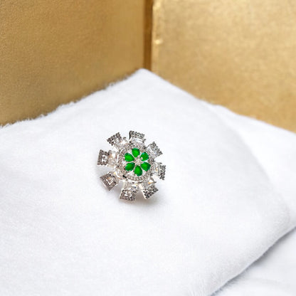 Verdant Flame – Emerald CZ Cocktail Ring in 925 Silver