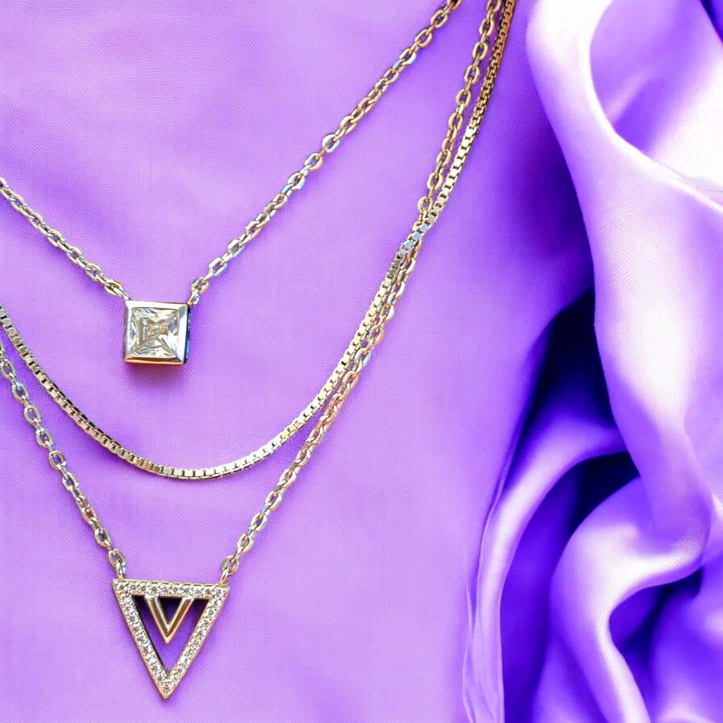 Victory triple layer 925 silver necklace