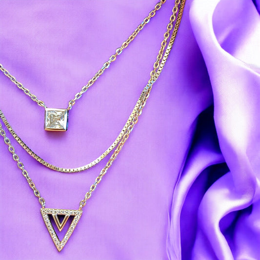 Victory triple layer 925 silver necklace