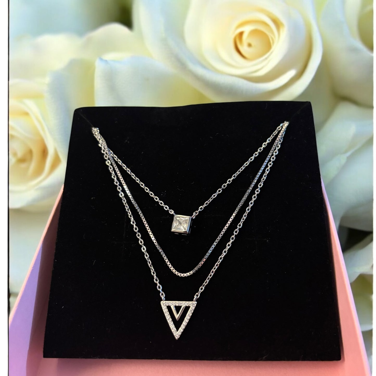 Victory triple layer 925 silver necklace
