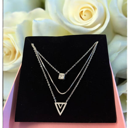 Victory triple layer 925 silver necklace