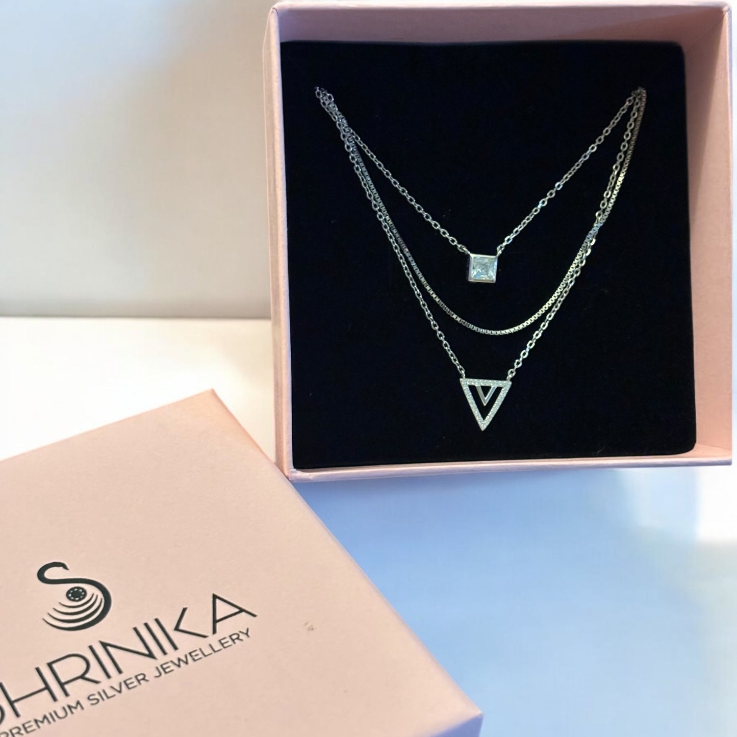 Victory triple layer 925 silver necklace