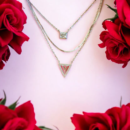 Victory triple layer 925 silver necklace