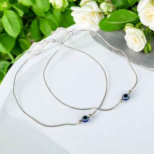 Ward off Silver Evil eye Anklet
