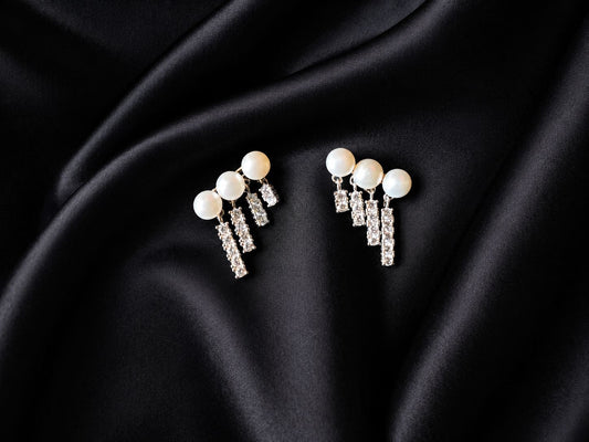 Cute pearl dangling 925 silver earring