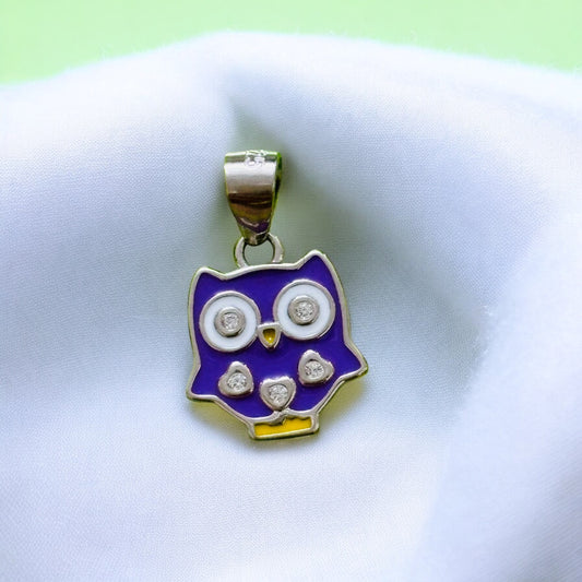 Colorful Owl Kids Silver Pendent