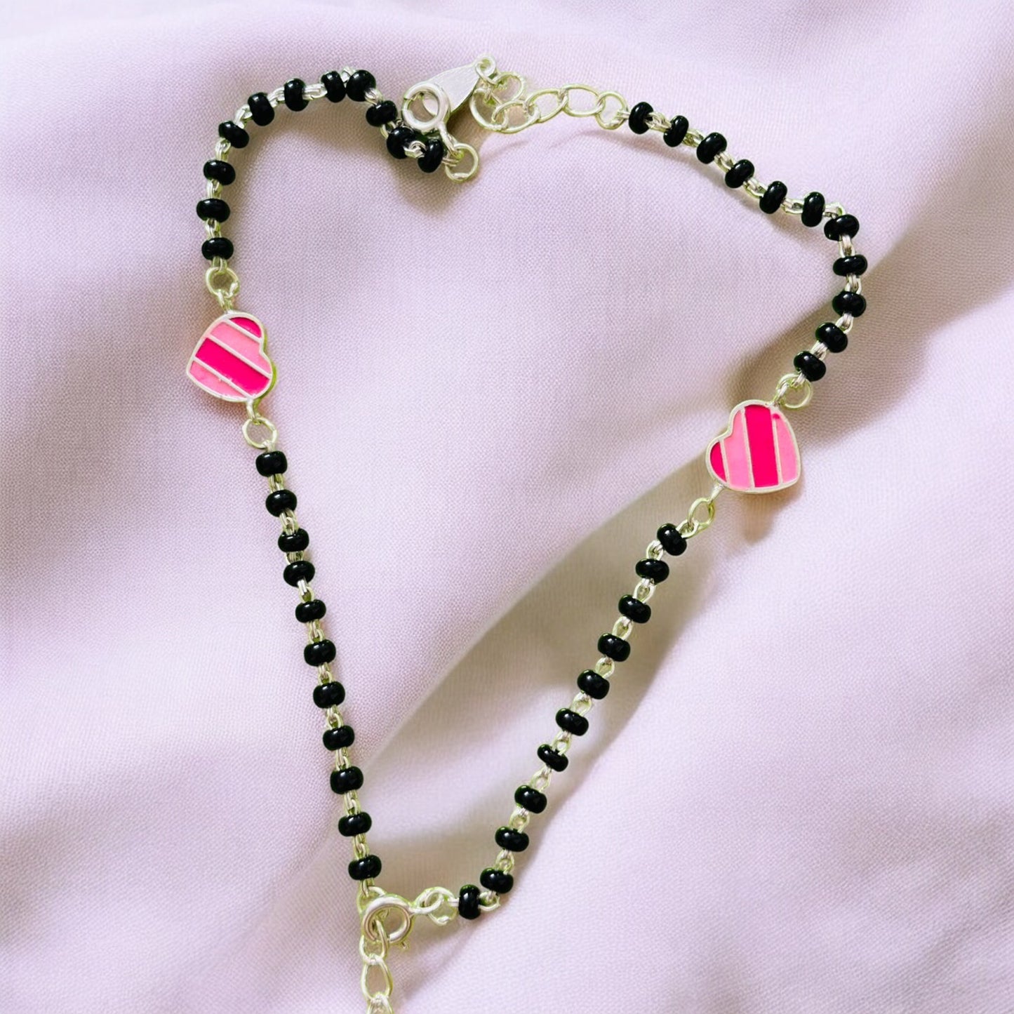 Little hearts Kids Silver with Black beads Nazaria